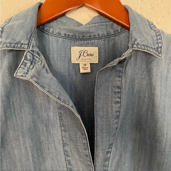 J Crew denim top. Like new. Very cute and flattering! - Picture 2 of 6